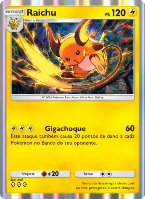 Raichu card in Portuguese
