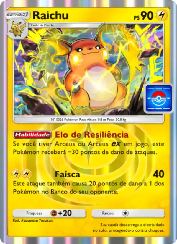Raichu card in Portuguese