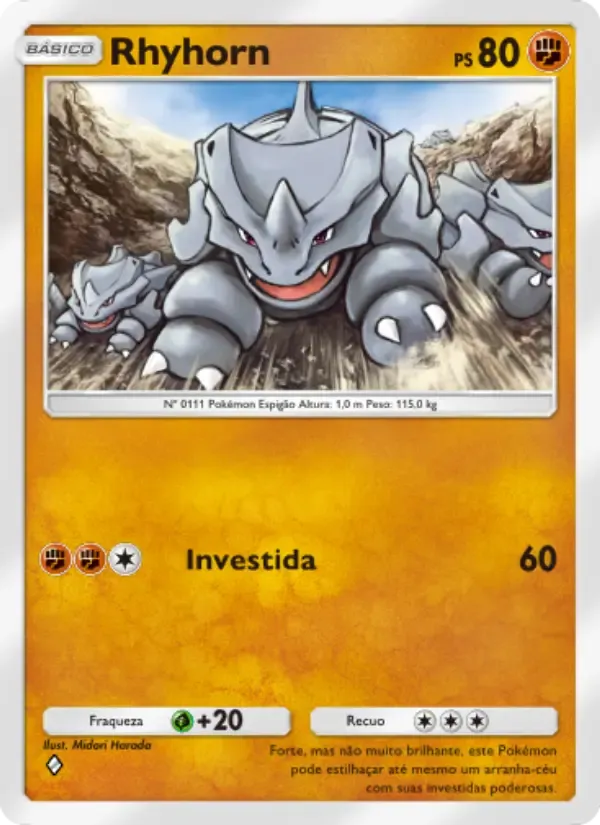 Rhyhorn card in Portuguese
