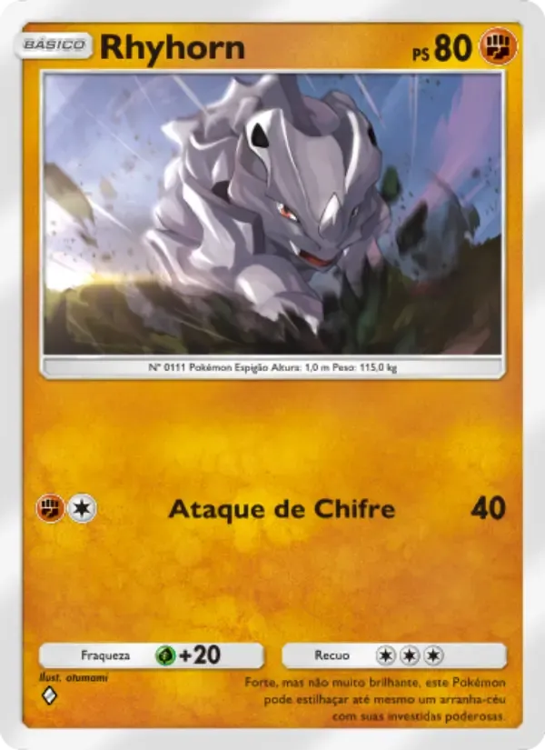 Rhyhorn card in Portuguese
