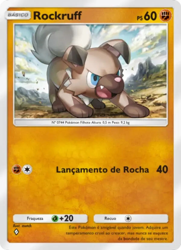 Rockruff card in Portuguese
