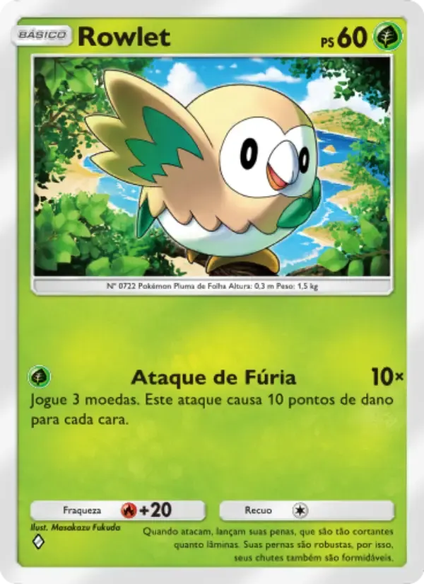 Rowlet card in Portuguese