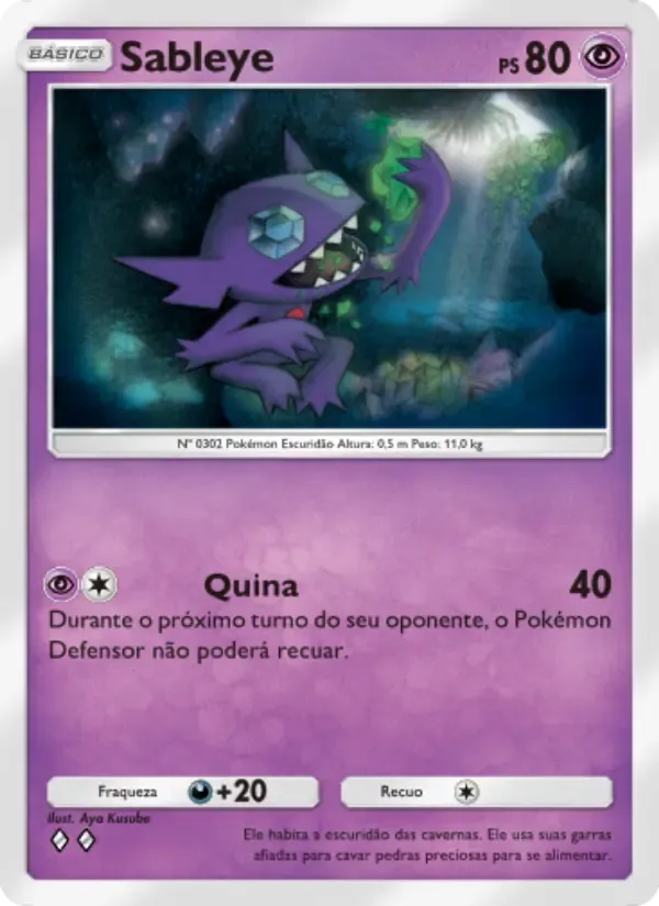 Sableye card in Portuguese