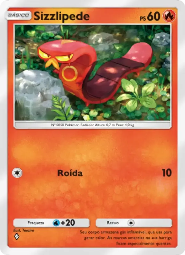 Sizzlipede card in Portuguese