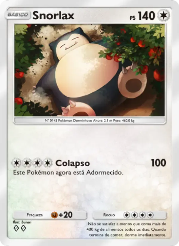 Snorlax card in Portuguese