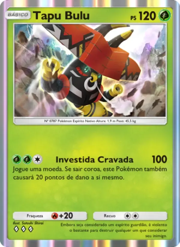 Tapu Bulu card in Portuguese