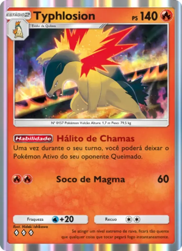 Typhlosion card in Portuguese
