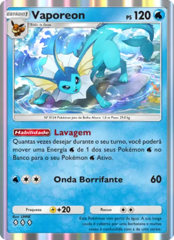 Vaporeon card in Portuguese
