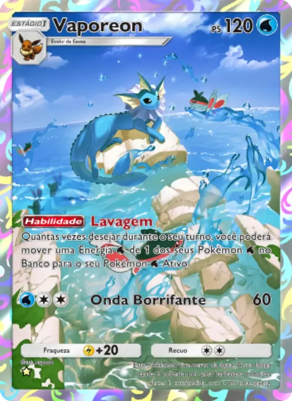 Vaporeon-Karte auf Portugiesisch