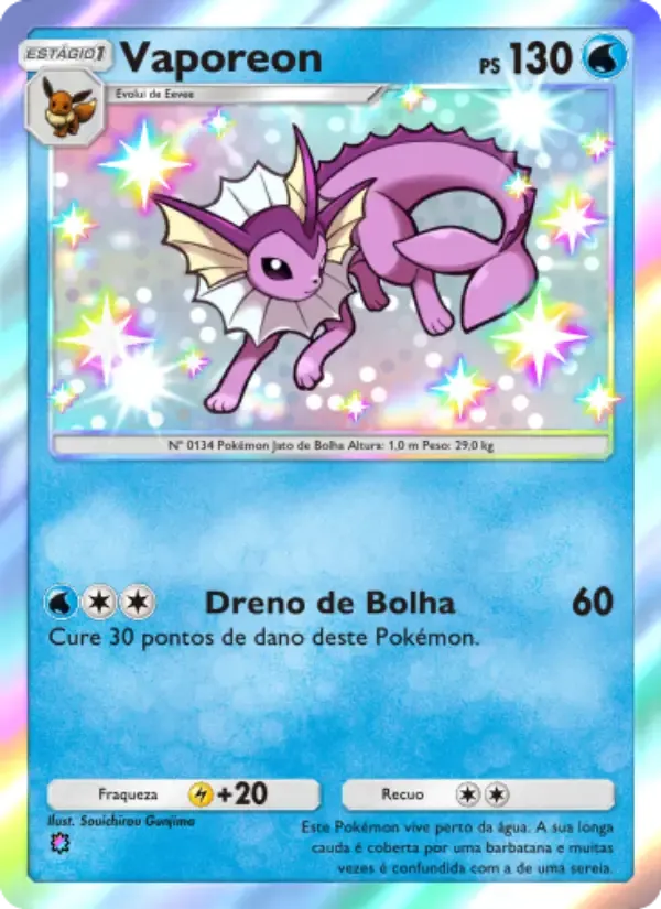 Vaporeon card in Portuguese