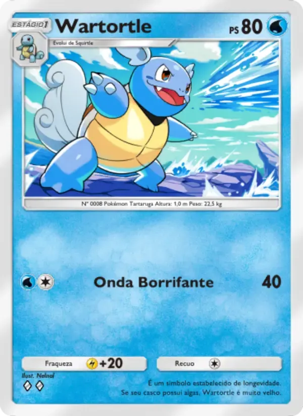 Wartortle card in Portuguese