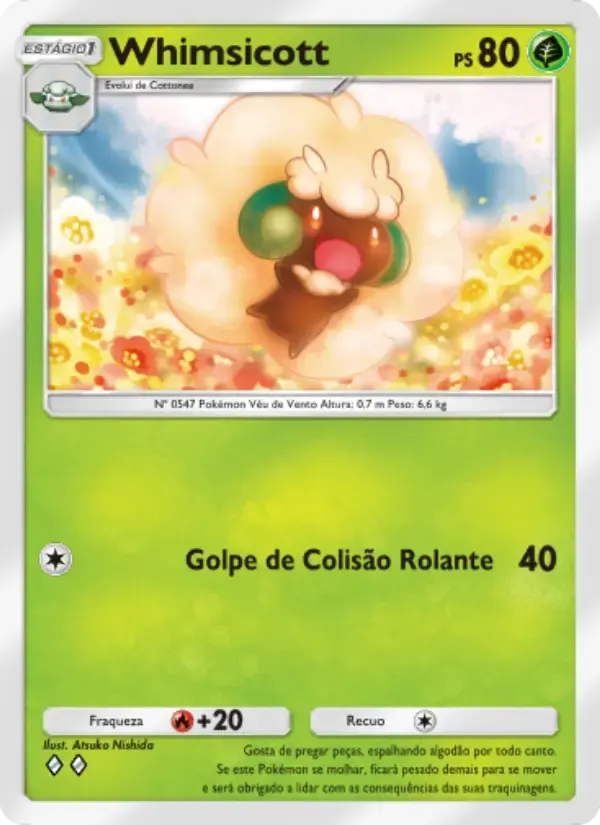 Whimsicott card in Portuguese