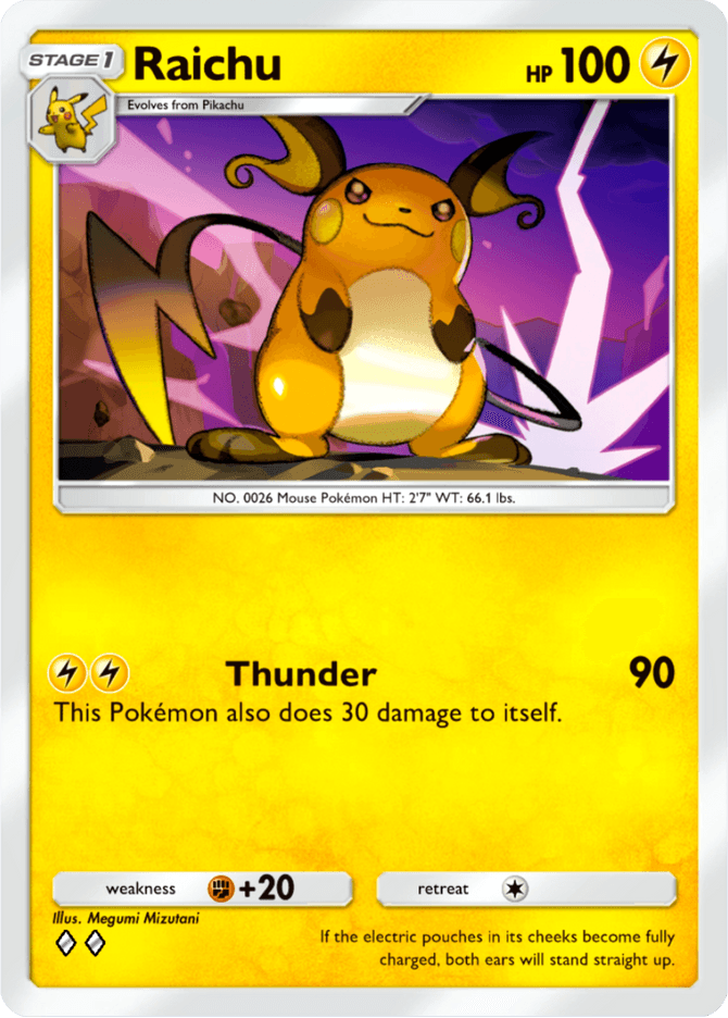 Carte Raichu par Megumi Mizutani