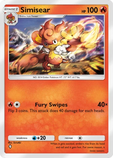 Simisear (b1-038) card in Pokémon TCG Pocket