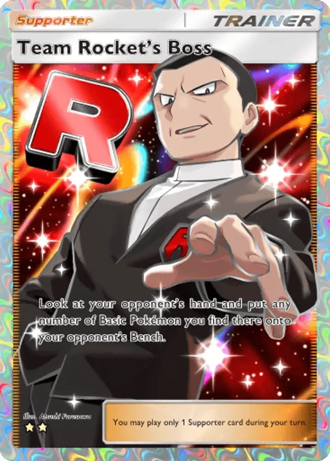 由 Atsushi Furusawa 绘制的 Team Rocket's Boss 卡牌