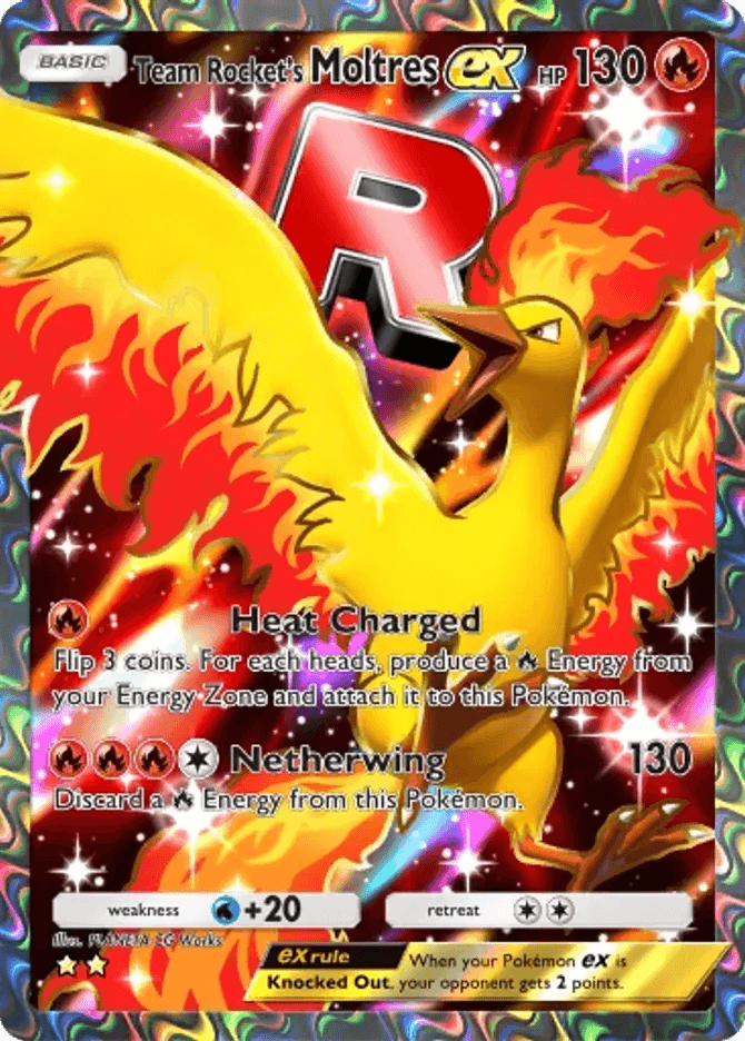 Team Rocket's Moltres ex (b4a-079) card in Pokémon TCG Pocket