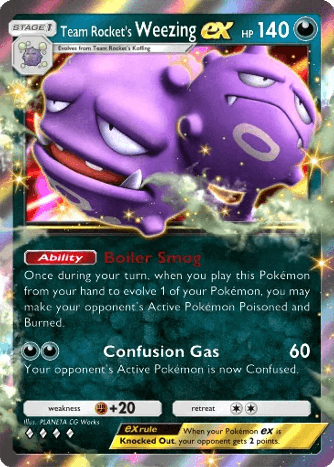 Team Rocket's Weezing ex (b4a-043) card in Pokémon TCG Pocket