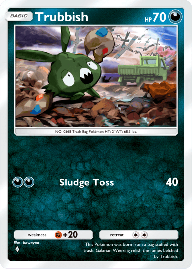 trubbish pokemon card Weakness Fighting 2 Resistance None None Retreat Cost Trubbish Card - Etsy